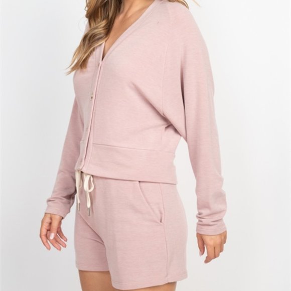 Pink coord set Button down top with Shorts - Picture 8 of 9